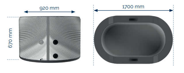 Baño de hielo NetSpa Järvi dimensiones