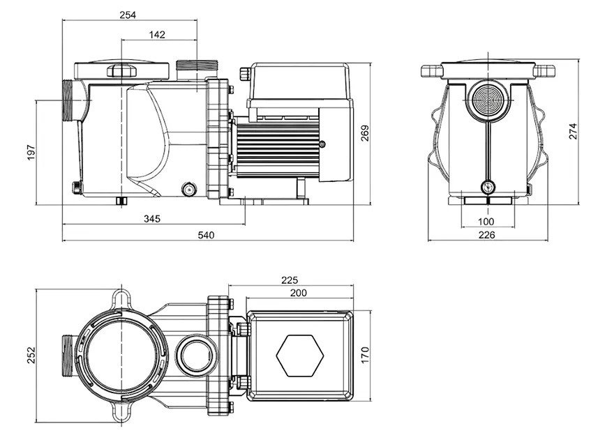 Bomba de filtración ECO IVS dimensiones