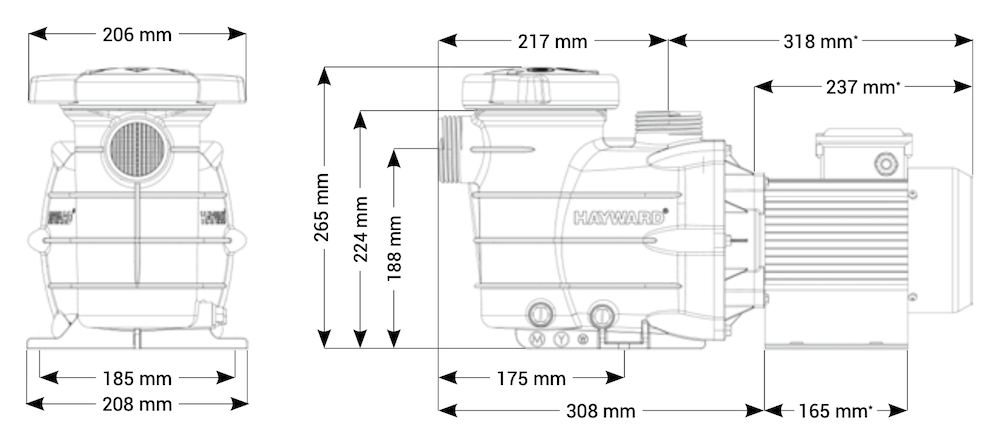 Bomba de filtración Hayward Starpump dimensiones