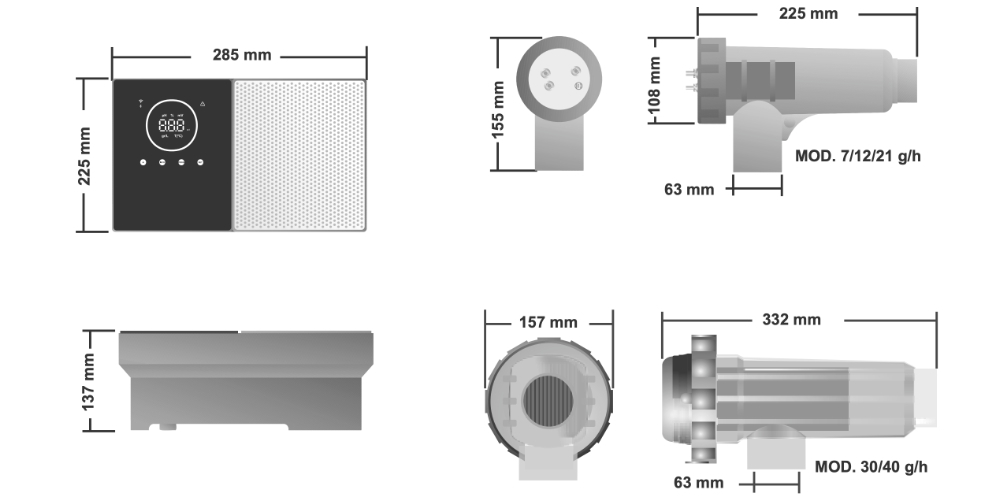 Salzelektrolyse Clear Connect AstralPool Abmessungen
