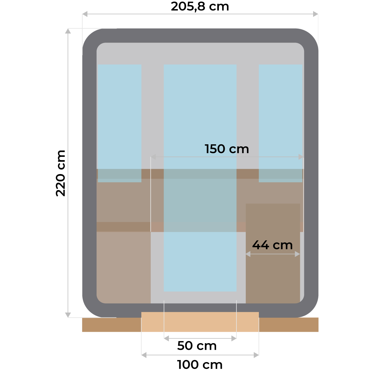 Sauna Nova Grundriss Vorderansicht