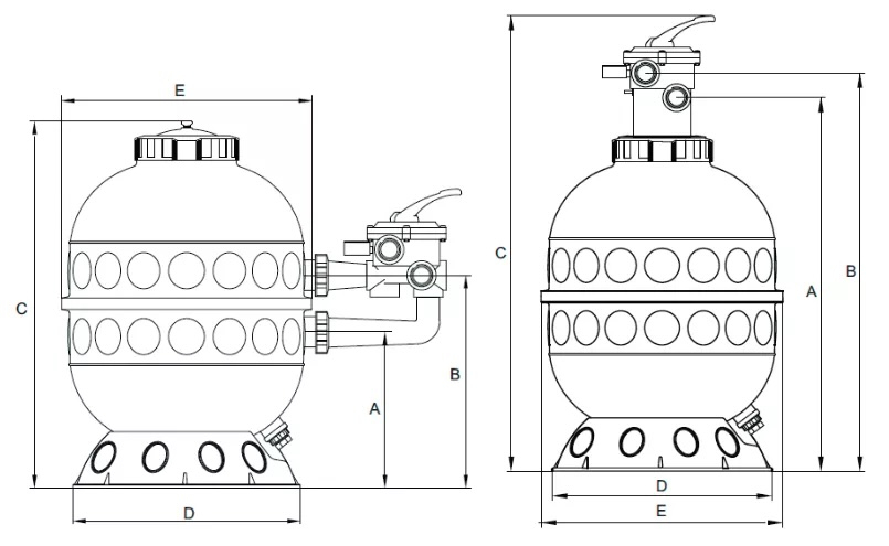 Dimensiones Filtro arena Granada Kripsol 