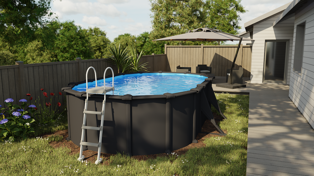 Gre Anthrazit Ovalpool für Garten