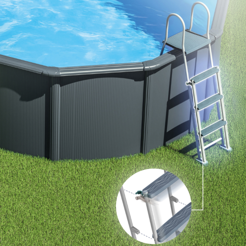 Gre Anthrazit Ovalpool mit Sicherheitsleiter