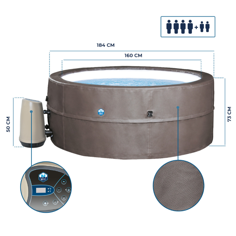 Abmessungen des halbstarren Whirlpools NetSpa Vita Premium